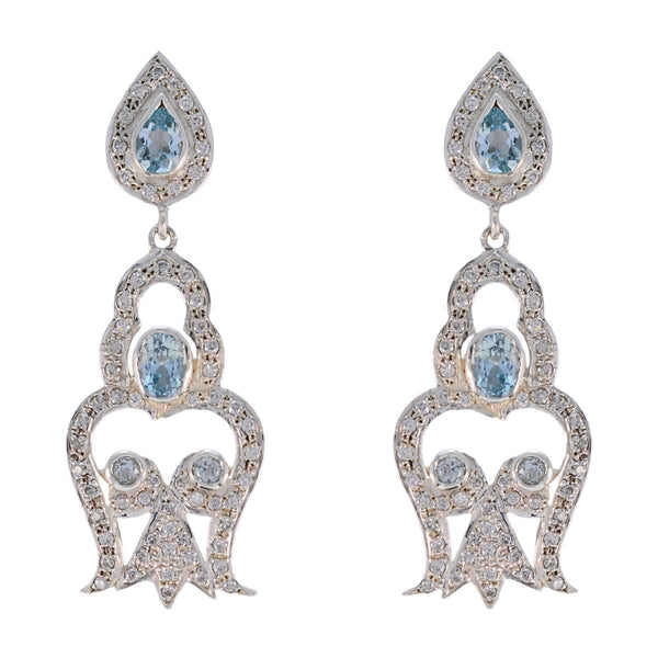 Blue-Topaz-Indian-Dewi-multiple-Stud-Blue-925-Sterling-Silver-Earring