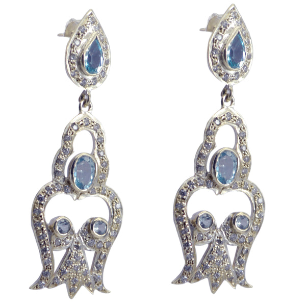 Blue-Topaz-Indian-Dewi-multiple-Stud-Blue-925-Sterling-Silver-Earring