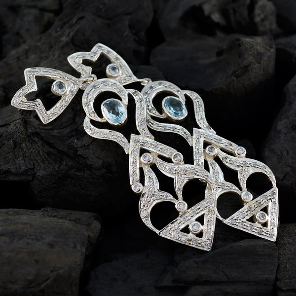 Blue-Topaz-Indian-Araya-multiple-Dangle-Blue-92.5-Silver-Earring