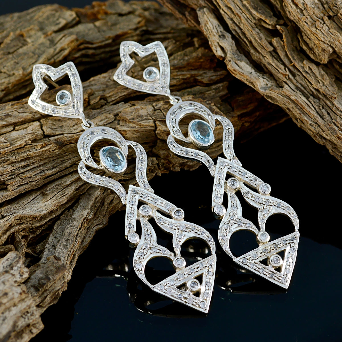 Blue-Topaz-Indian-Araya-multiple-Dangle-Blue-92.5-Silver-Earring