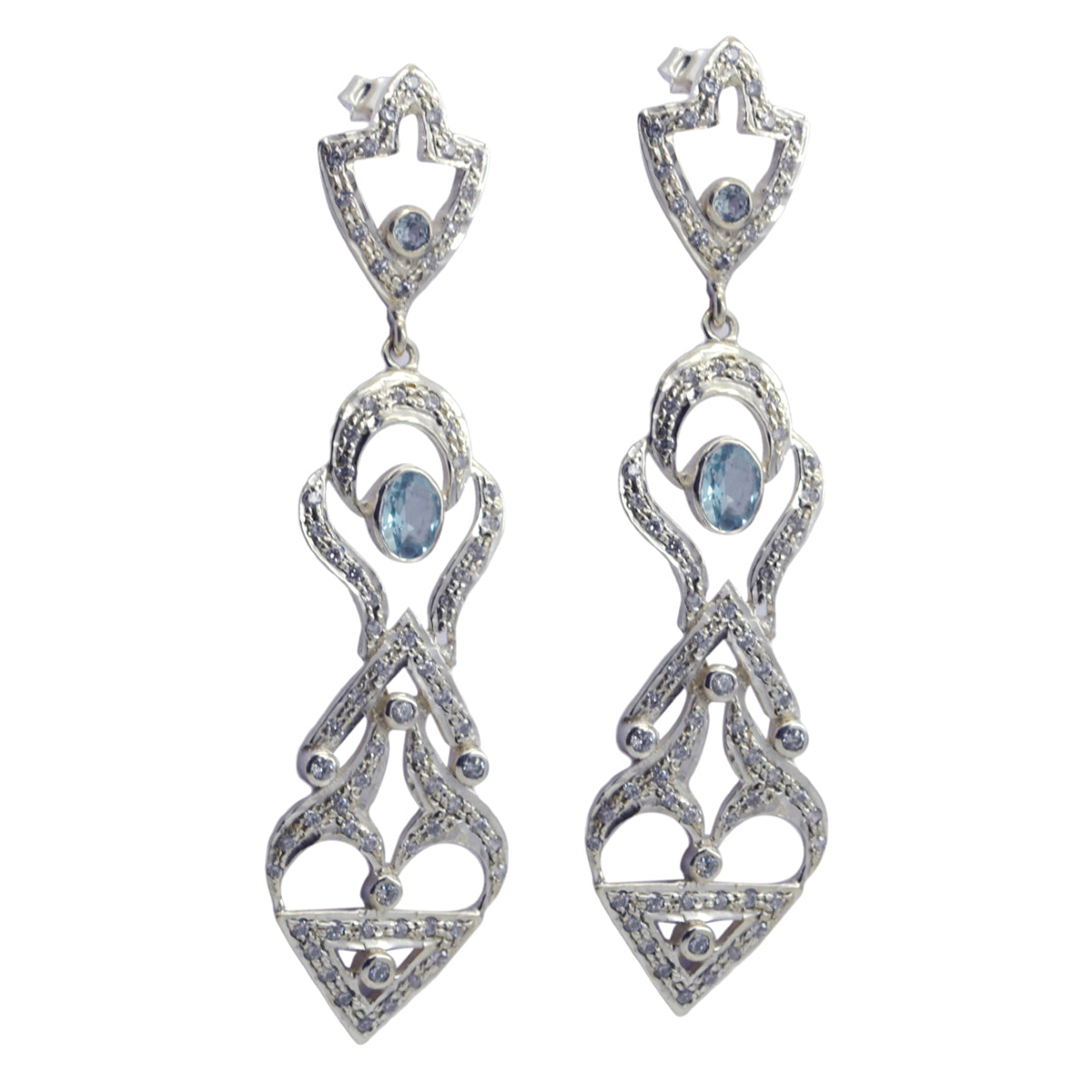 Blue-Topaz-Indian-Araya-multiple-Dangle-Blue-92.5-Silver-Earring