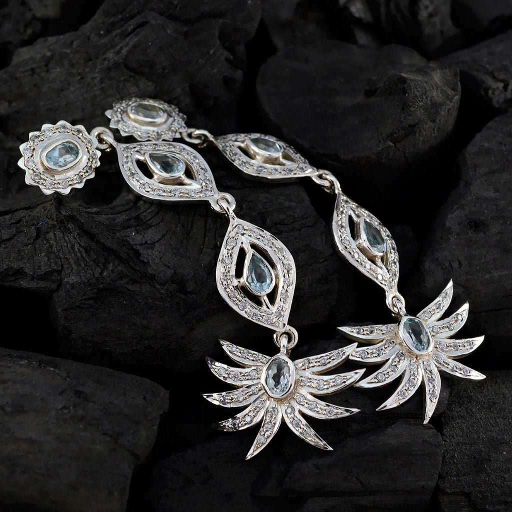 Blue-Topaz-Indian-Kristine-multiple-Stud-Blue-925-Sterling-Silver-Earring