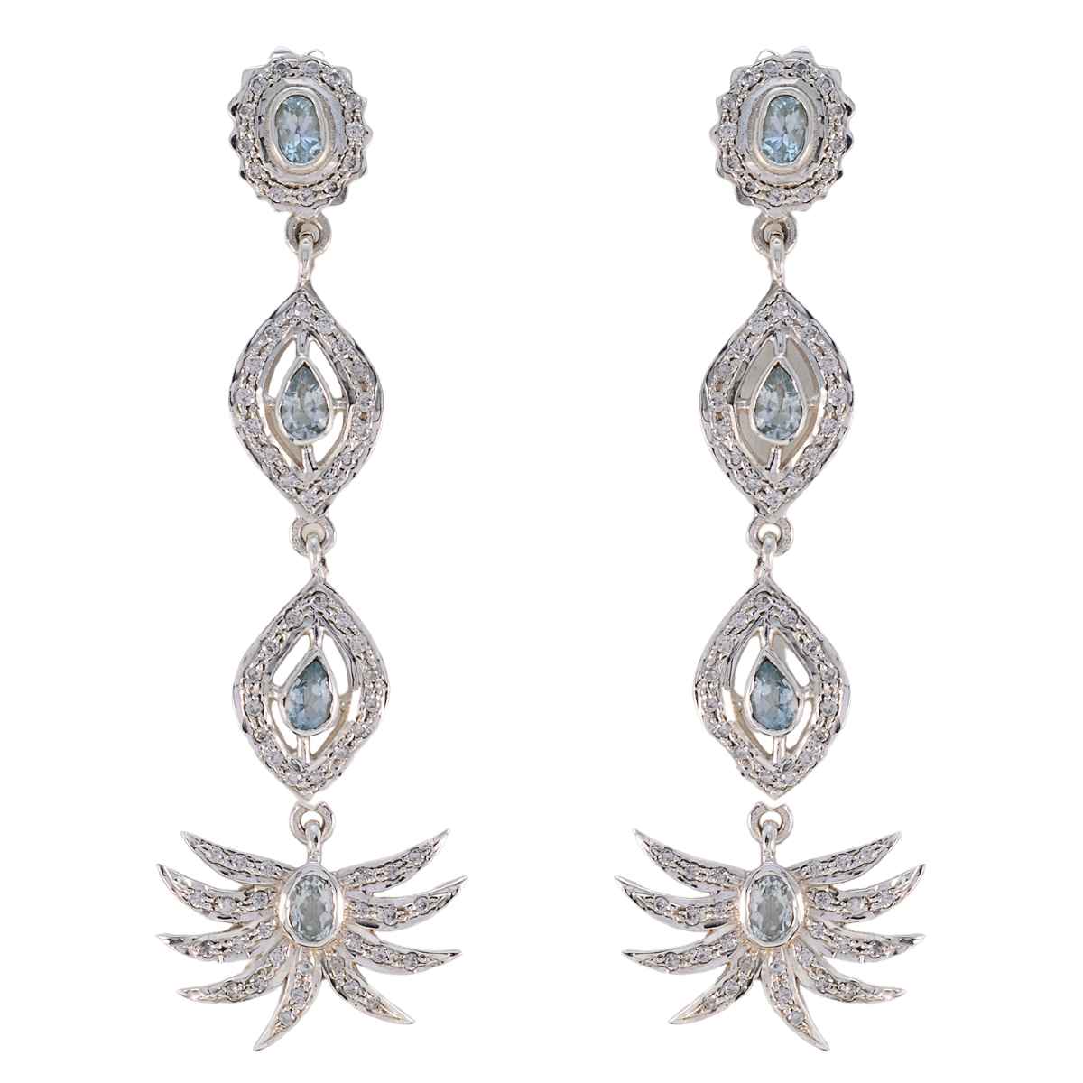 Blue-Topaz-Indian-Kristine-multiple-Stud-Blue-925-Sterling-Silver-Earring