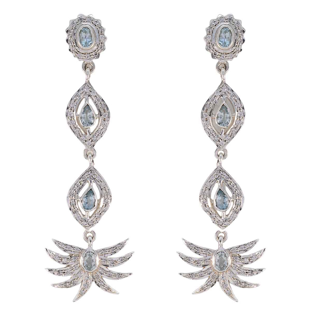Blue-Topaz-Indian-Kristine-multiple-Stud-Blue-925-Sterling-Silver-Earring