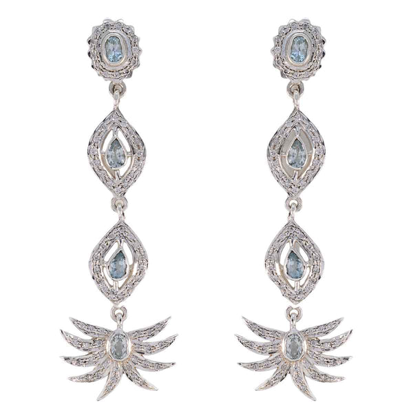 Blue-Topaz-Indian-Kristine-multiple-Stud-Blue-925-Sterling-Silver-Earring