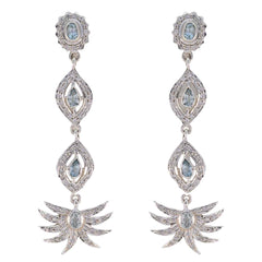 Blue-Topaz-Indian-Kristine-multiple-Stud-Blue-925-Sterling-Silver-Earring