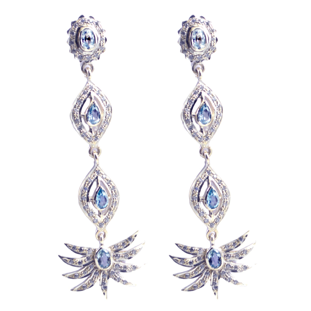 Blue-Topaz-Indian-Kristine-multiple-Stud-Blue-925-Sterling-Silver-Earring