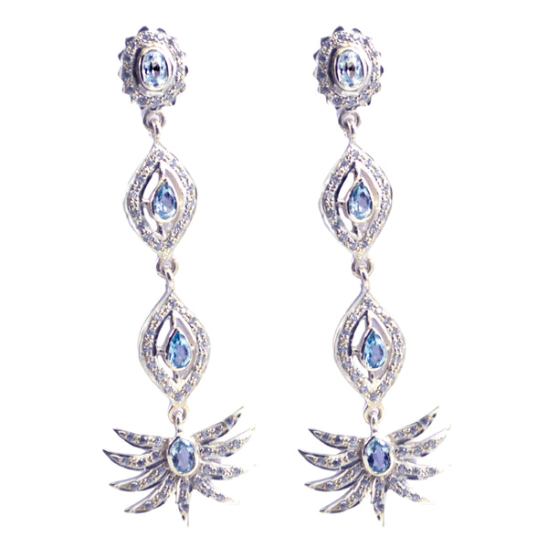 Blue-Topaz-Indian-Kristine-multiple-Stud-Blue-925-Sterling-Silver-Earring