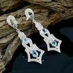 Blue-Topaz-Indian-Lakshmi-multiple-Stud-Blue-925-Silver-Earring