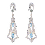 Blue-Topaz-Indian-Lakshmi-multiple-Stud-Blue-925-Silver-Earring