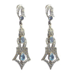 Blue-Topaz-Indian-Lakshmi-multiple-Stud-Blue-925-Silver-Earring
