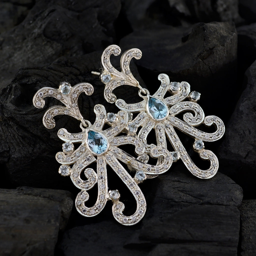 Blue-Topaz-Indian-Liyana-multiple-Stud-Blue-Sterling-Silver-Earring