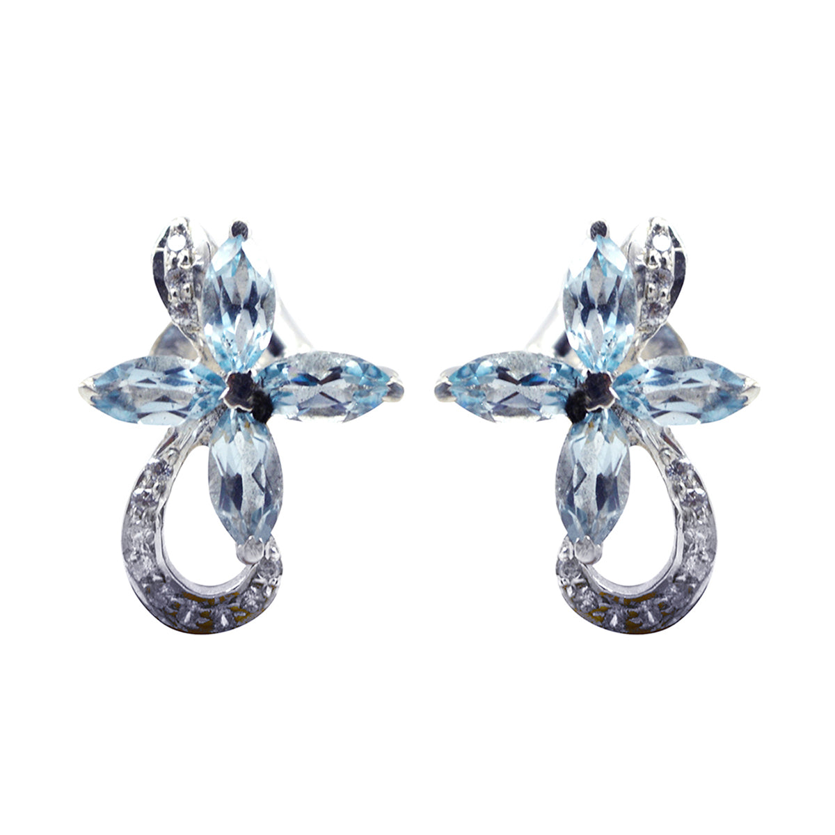 Blue-Topaz-Australian-Yan-multiple-Stud-Blue-Sterling-Silver-Earring