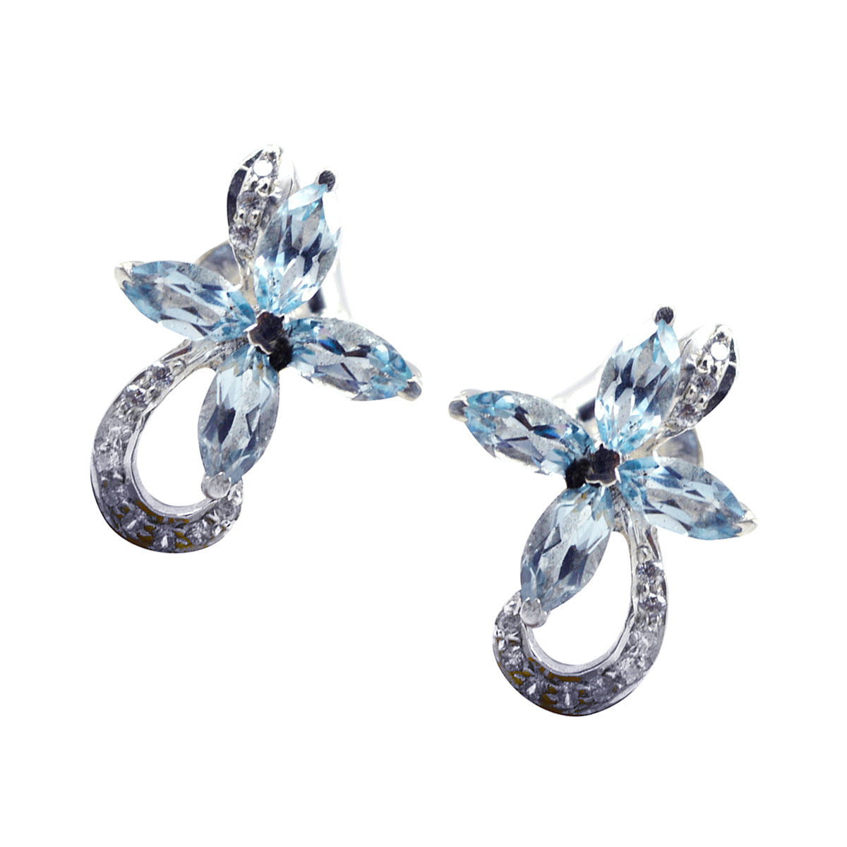 Blue-Topaz-Australian-Yan-multiple-Stud-Blue-Sterling-Silver-Earring