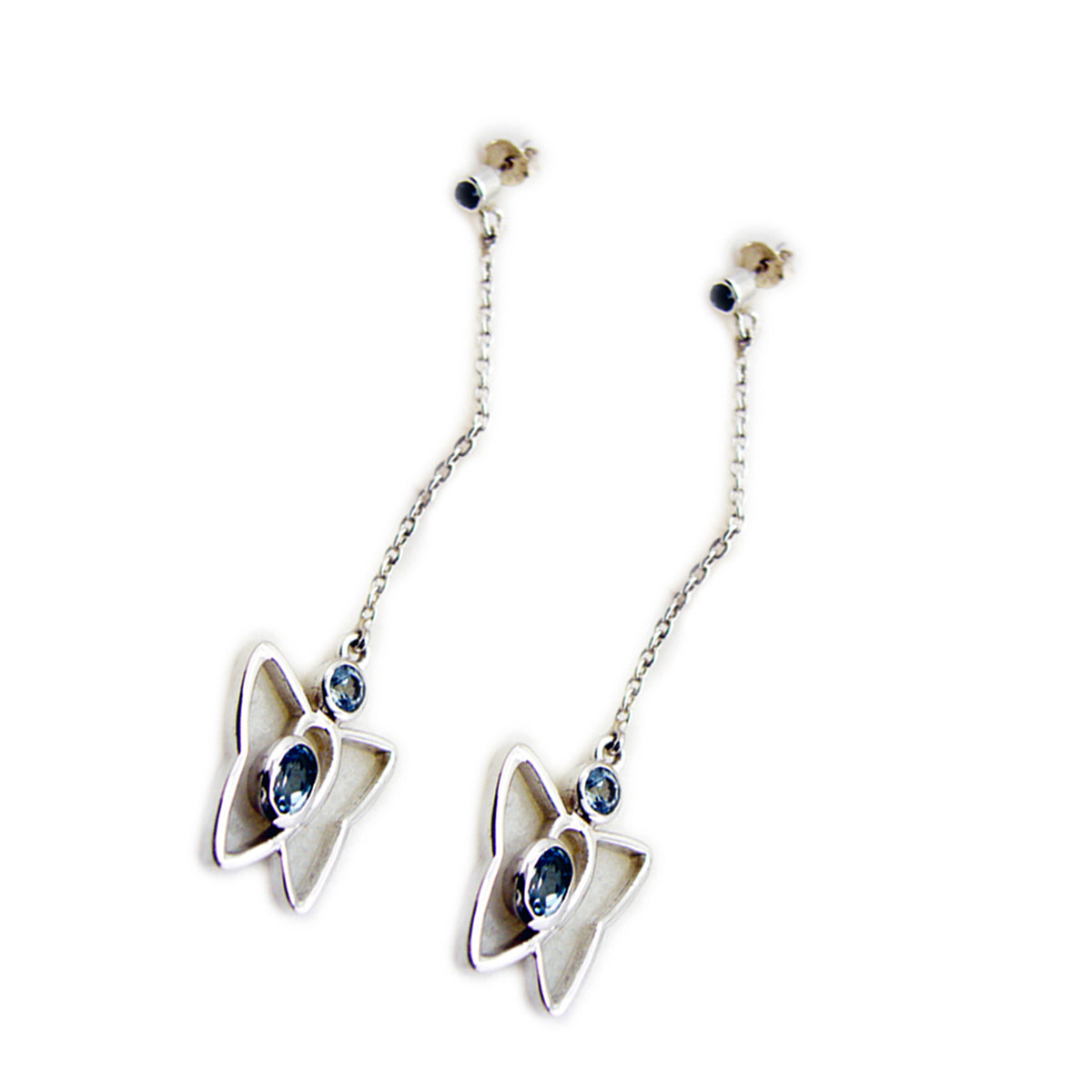 Blue-Topaz-French-Yuna-multiple-Stud-Blue-925-Sterling-Silver-Earring