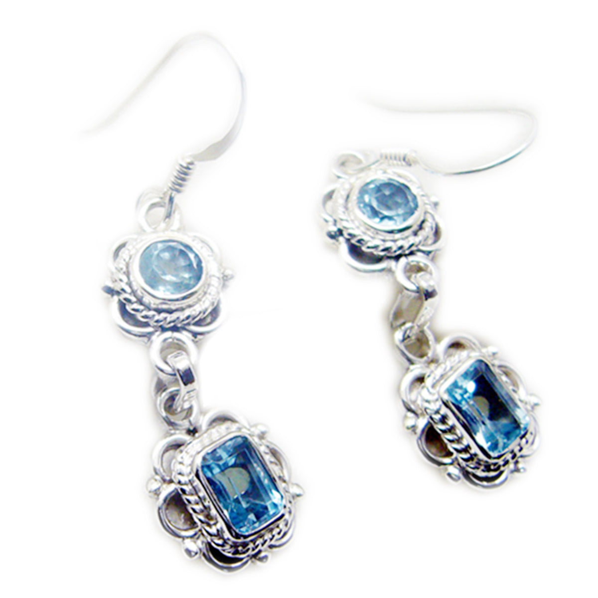 Blue-Topaz-Russian-Amanda-multiple-Dangle-Blue-925-Sterling-Silver-Earring Главное изображение товара