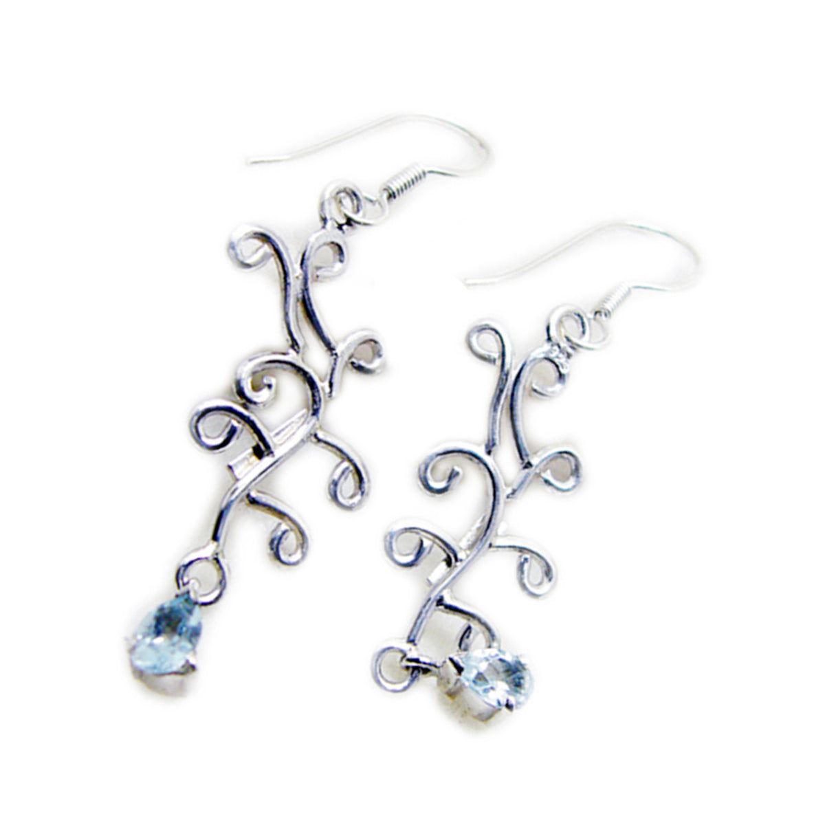 Blue Topaz Moroccan Ana multiple Dangle Blue Sterling Silver Earring Secondary image