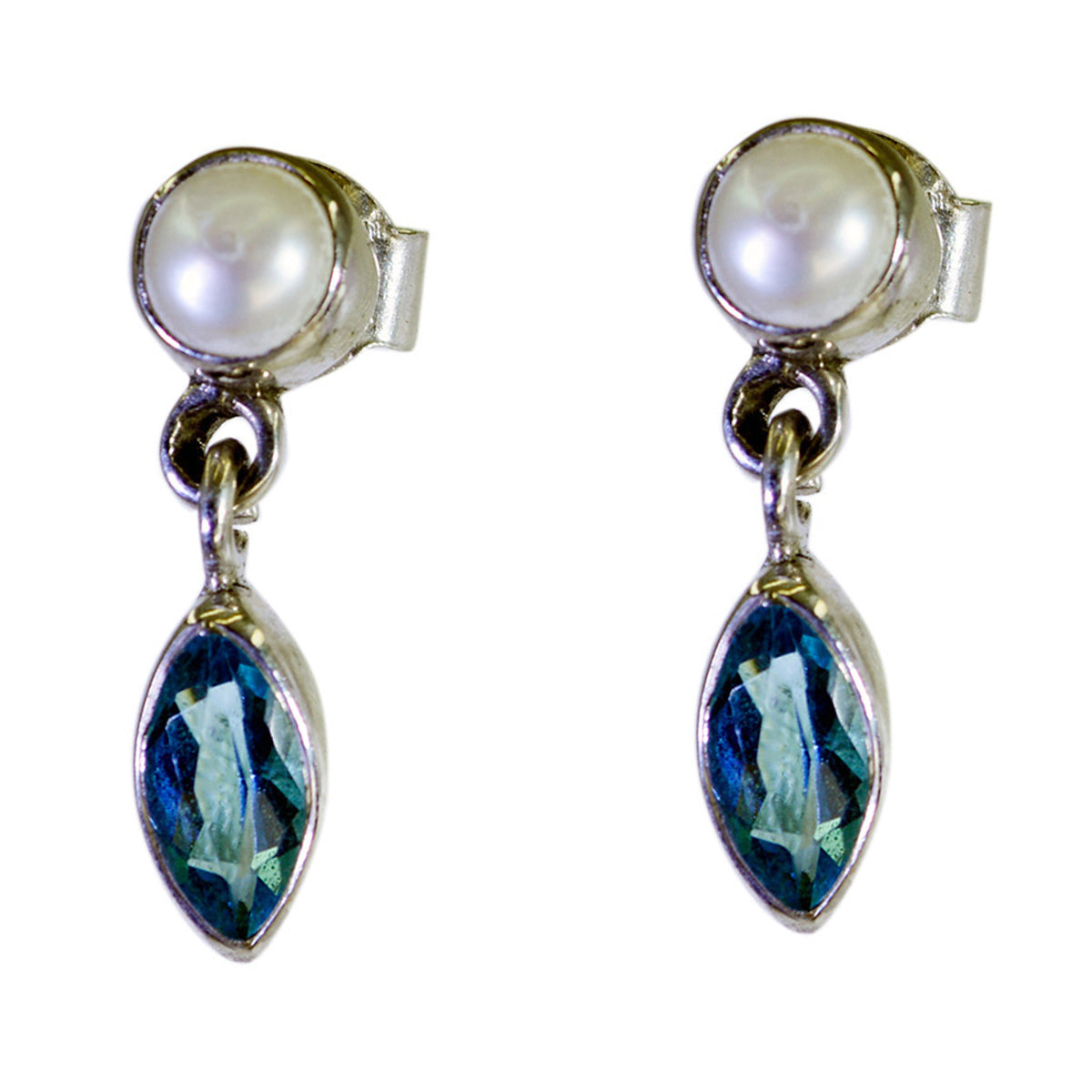 Blue-Topaz-American-Ángeles-multiple-Stud-Blue-925-Silver-Earring Image principale du produit