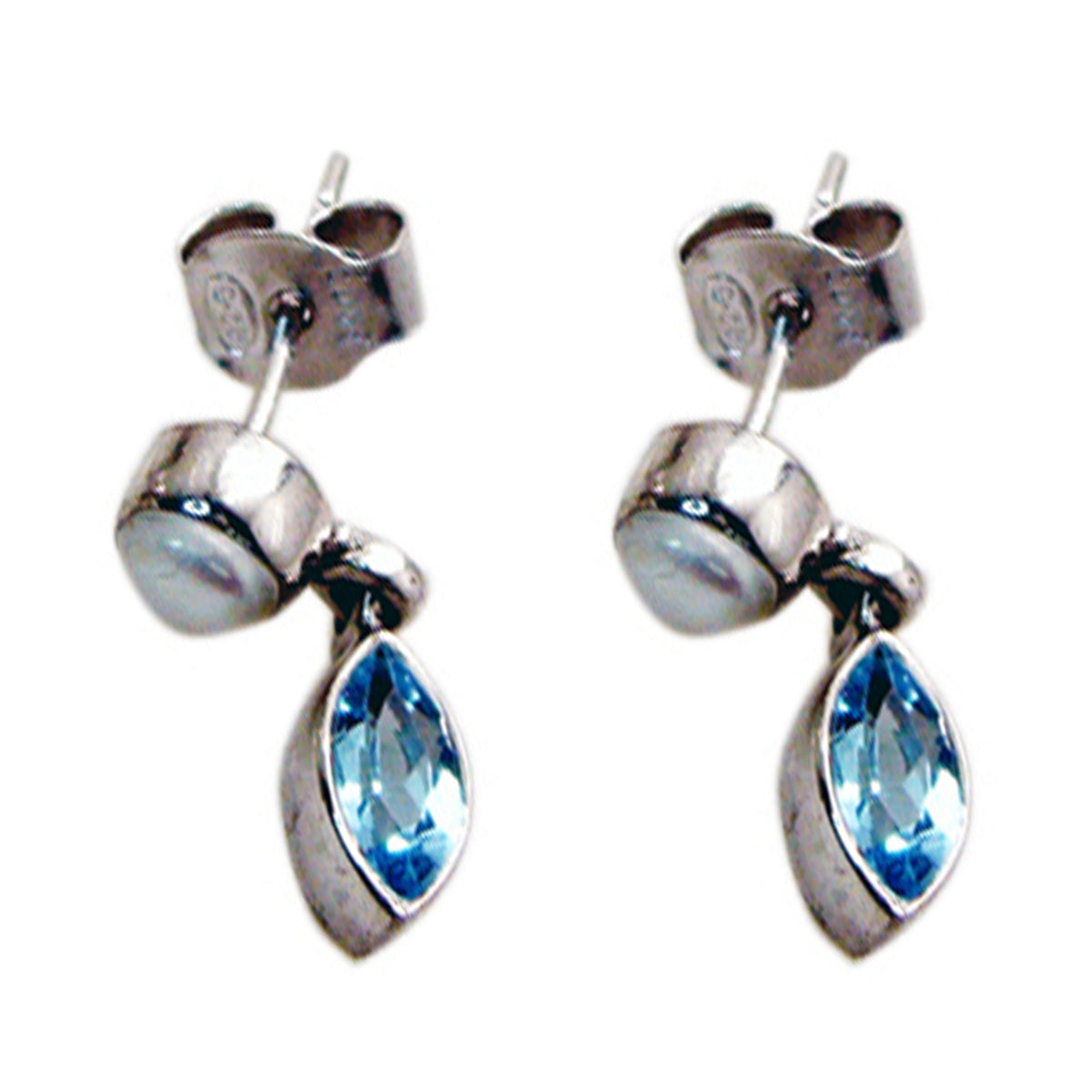 Blue Topaz American Ángeles multiple Stud Blue 925 Silver Earring Второстепенное изображение товара