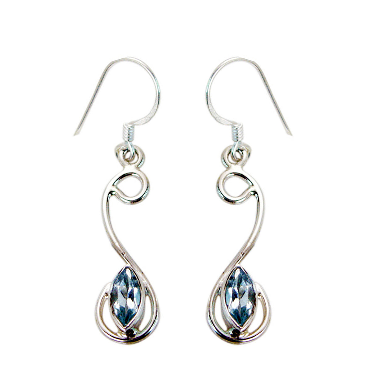 Blue-Topaz-Japanese-Bianca-multiple-Dangle-Blue-Silver-Earring