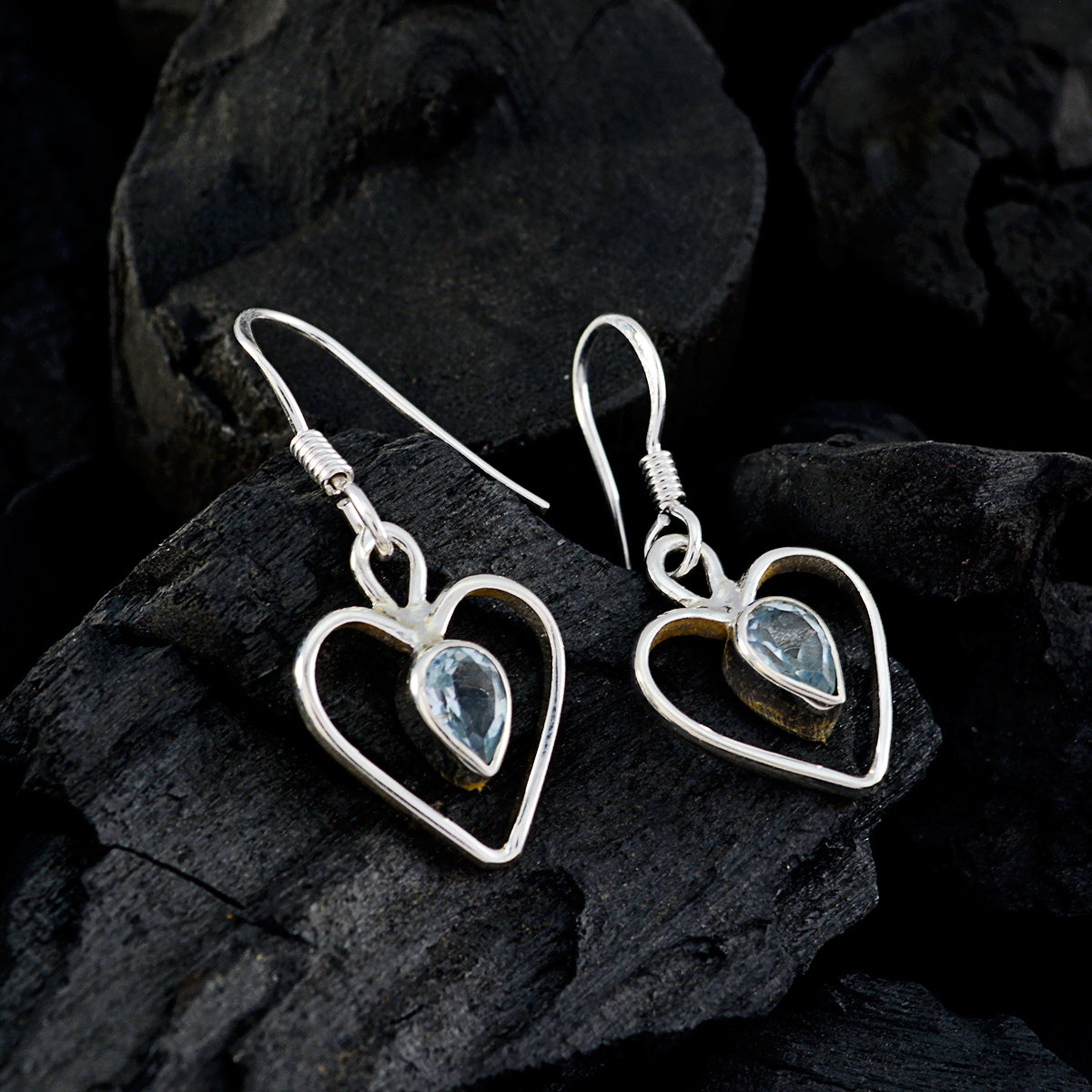 Blue-topaz-Mexican-Ines-multiple-Dangle-Blue-Silver-Earring