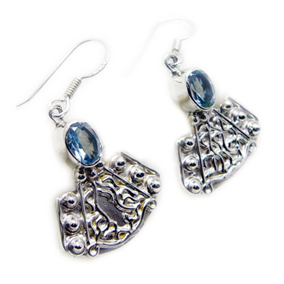 Blue-Topaz-Mexican-Carolina-multiple-Dangle-Blue-92.5-Silver-Earring