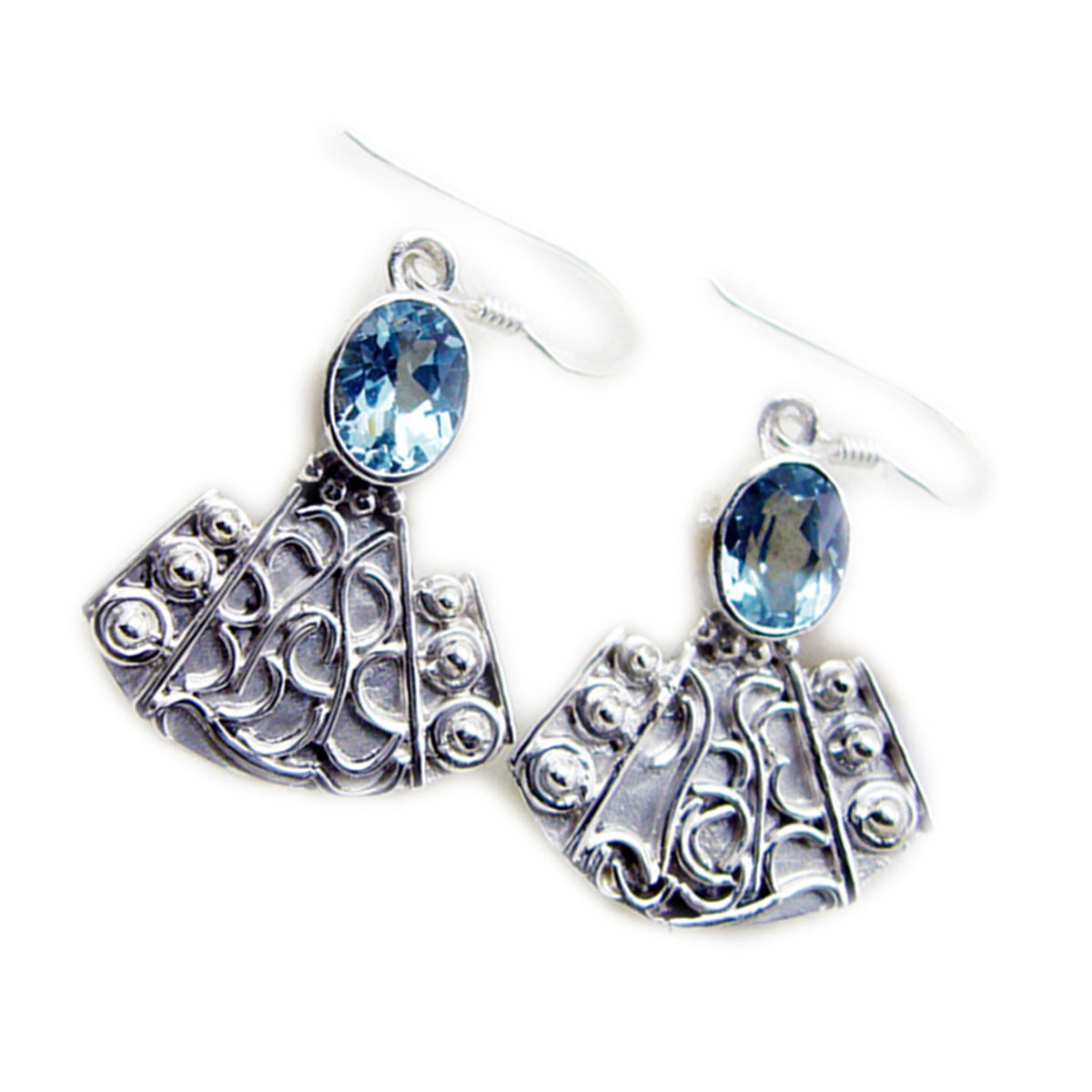 Blue-Topaz-Mexican-Carolina-multiple-Dangle-Blue-92.5-Silver-Earring