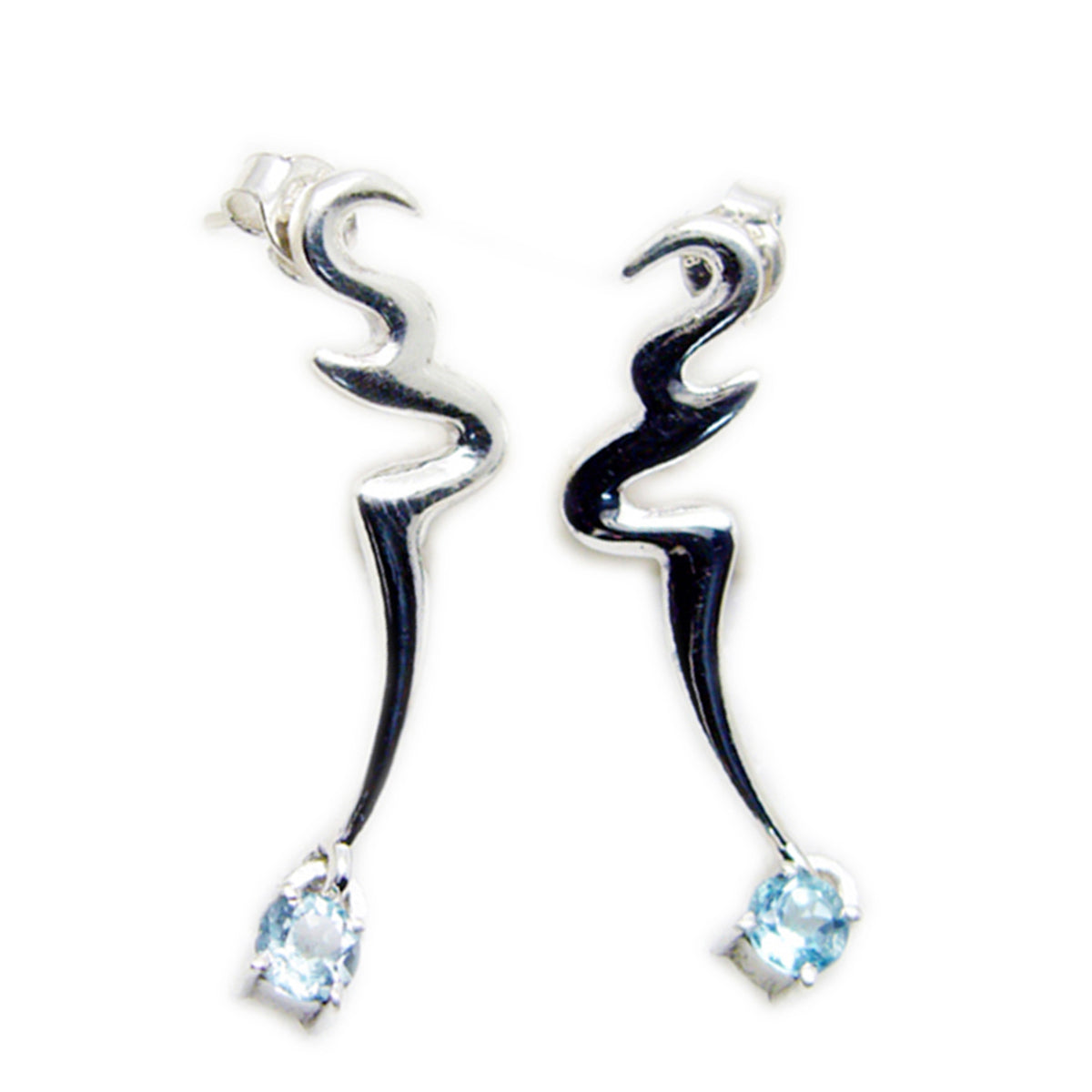Blue-Topaz-Latin-American-Constanza-Solitaire-Dangle-Blue-92.5-Silver-Earring Главное изображение товара