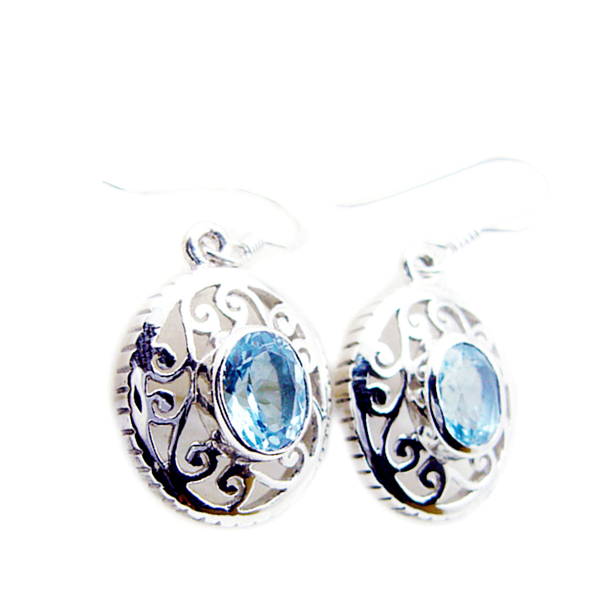 Blue-topaz-French-Zoey-Solitaire-Dangle-Blue-Sterling-Silver-Earring メイン画像