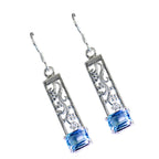 Blue-Topaz-French-Daniela-Solitaire-Stud-Blue-Sterling-Silver-Earring
