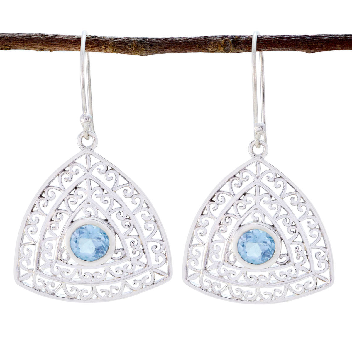 Blue-Topaz-Egyptian-Gabriela-Solitaire-Dangle-Blue-925-Silver-Earring Главное изображение товара