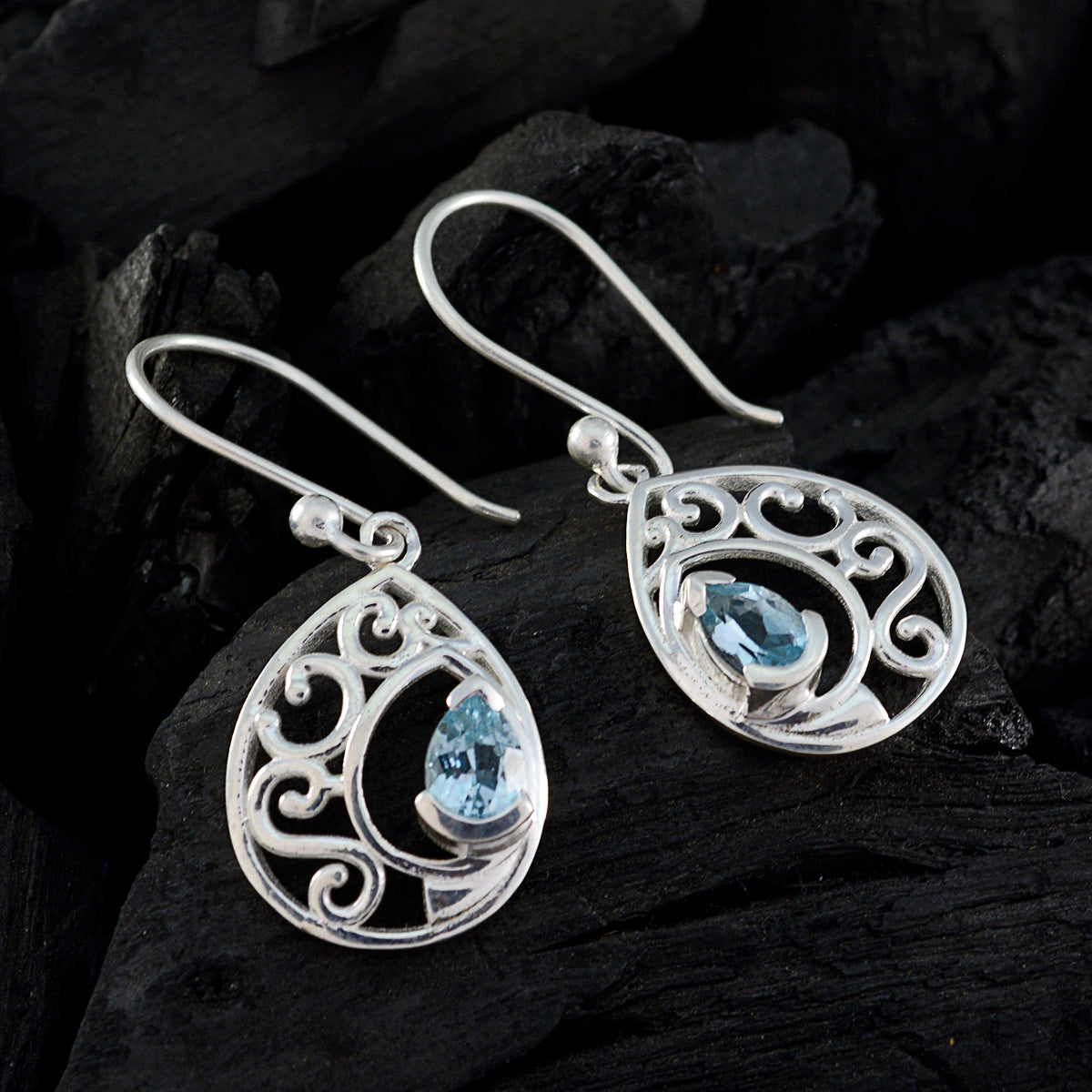 Blue-Topaz-Korean-Isadora-Solitaire-Dangle-Blue-925-Sterling-Silver-Earring