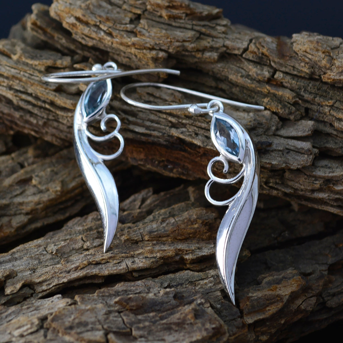 Blue-Topaz-Japanese-Ivana-Solitaire-Dangle-Blue-925-Sterling-Silver-Earring