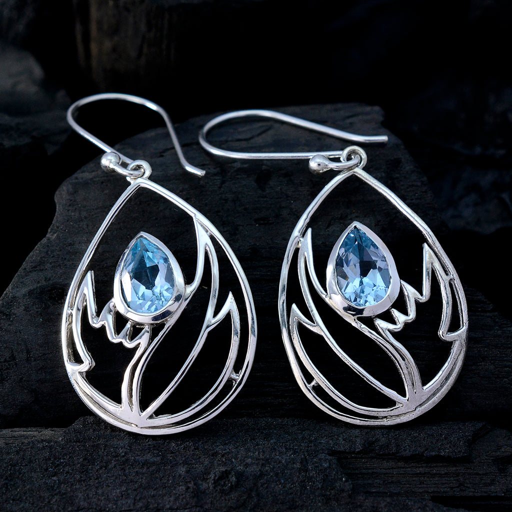 Blue-Topaz-Turkish-Joaquina-Solitaire-Dangle-Blue-925-Sterling-Silver-Earring