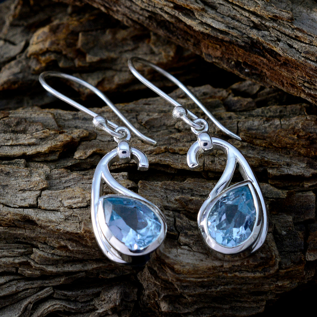 Blue-topaz-Latin-American-Teresa-Solitaire-Dangle-Blue-925-Sterling-Silver-Earring