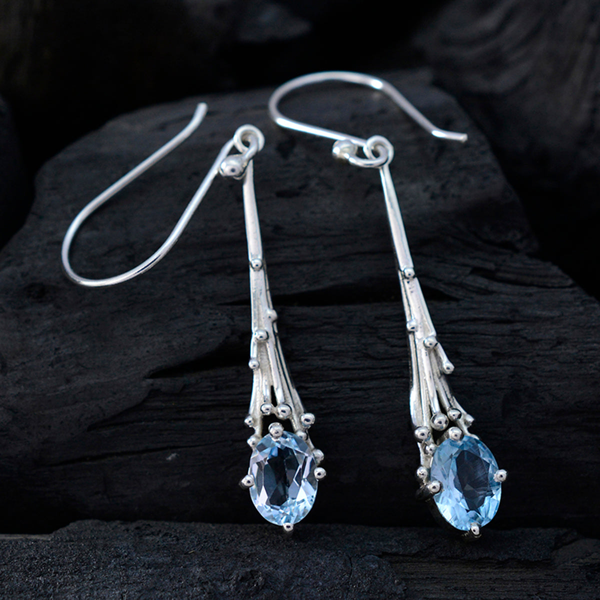Blue-Topaz-African-Eliza-Solitaire-Dangle-Blue-Sterling-Silver-Earring
