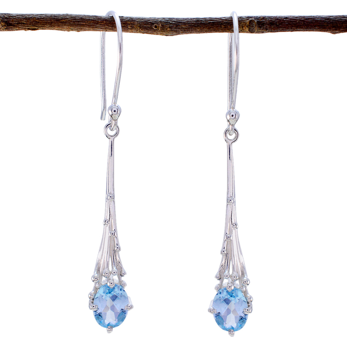 Blue-Topaz-African-Eliza-Solitaire-Dangle-Blue-Sterling-Silver-Earring Immagine principale del prodotto