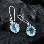 Blue-Topaz-Mexican-Laura-Solitaire-Dangle-Blue-925-Sterling-Silver-Earring