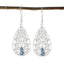 Blue-Topaz-Spanish-Lourdes-Solitaire-Dangle-Blue-Silver-Earring