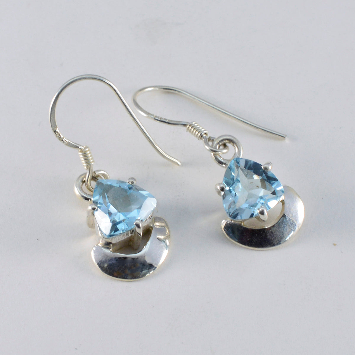 Blauwe Topaas Turkse Eun-ji Solitaire Dangle Blauwe Sterling Zilveren Oorbel Secundaire afbeelding