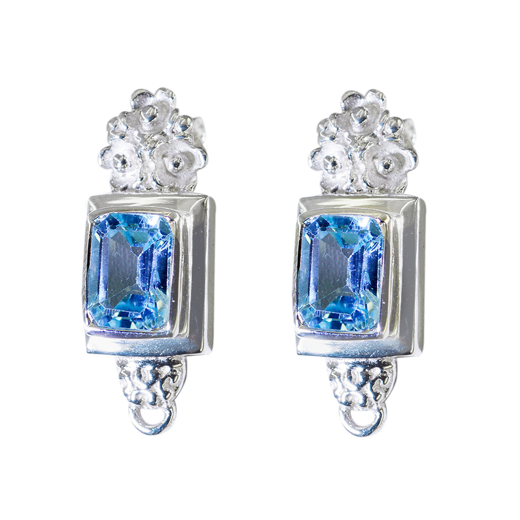 Blue-Topaz-Mexican-Renata-Solitaire-Stud-Blue-Sterling-Silver-Earring