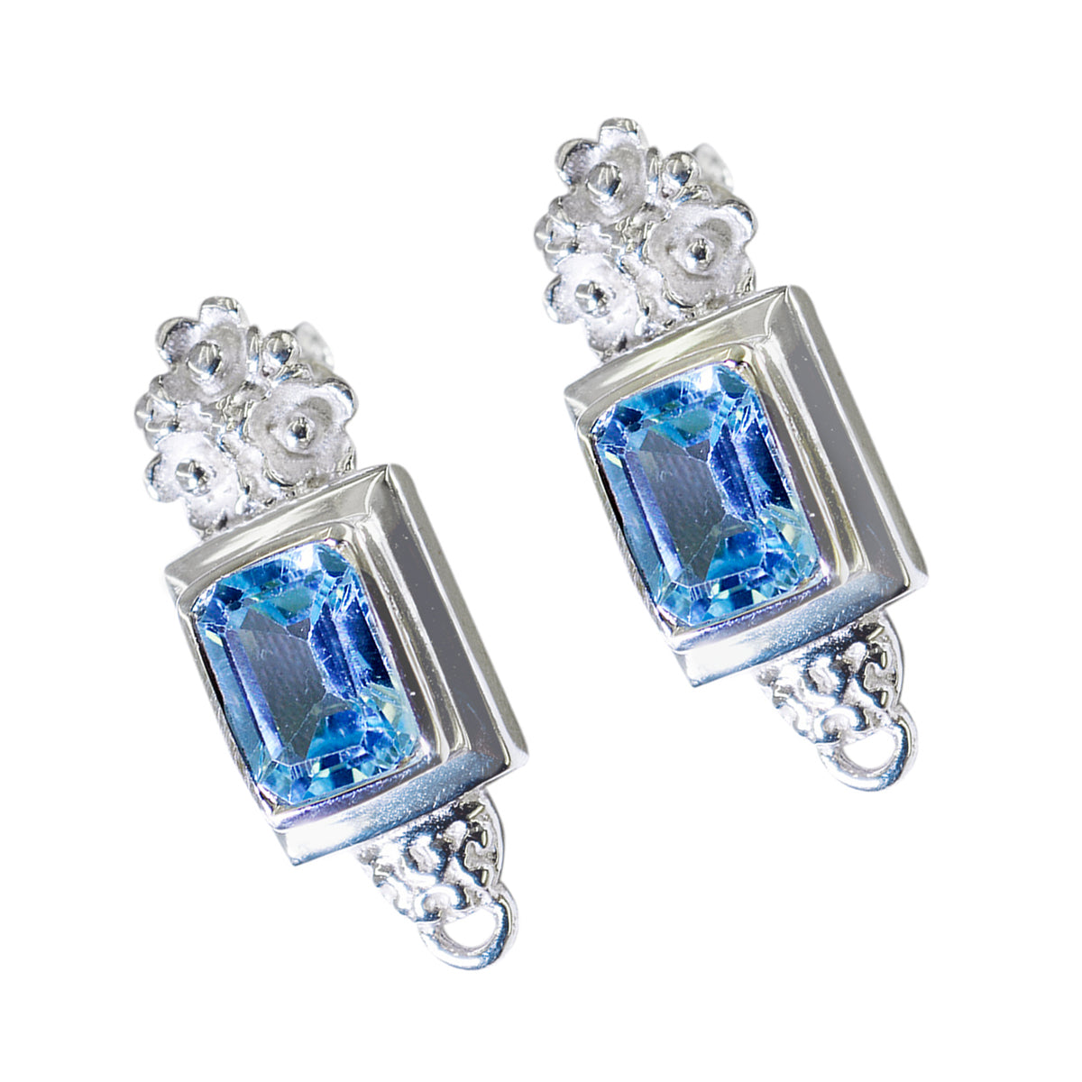 Blue Topaz Mexican Renata Solitaire Stud Blue Sterling Silver Earring Secondary image