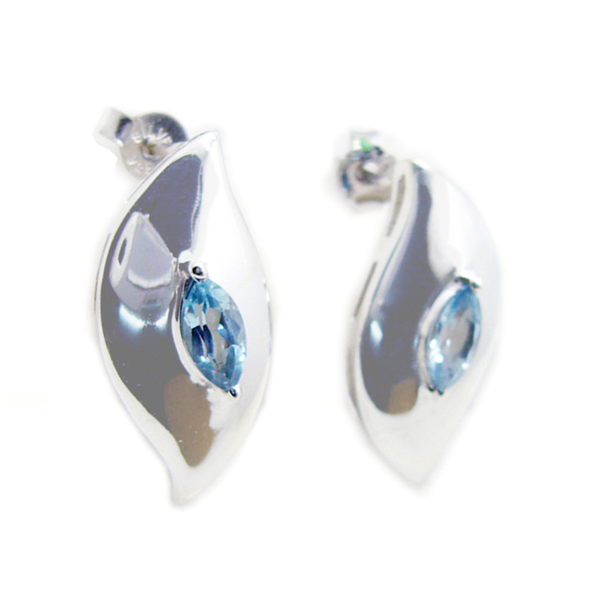 Blue-topaz-Moroccan-Ángeles-Solitaire-Stud-Blue-92.5-Silver-Earring Image principale du produit