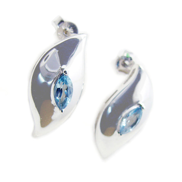 Blue-topaz-Moroccan-Ángeles-Solitaire-Stud-Blue-92.5-Silver-Earring
