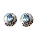 Blue-Topaz-Australian-Rosa-Solitaire-Stud-Blue-925-Silver-Earring
