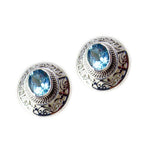 Blue-Topaz-Australian-Rosa-Solitaire-Stud-Blue-925-Silver-Earring