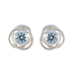 Blue-Topaz-Indian-Ayesha-Solitaire-Stud-Blue-Silver-Earring