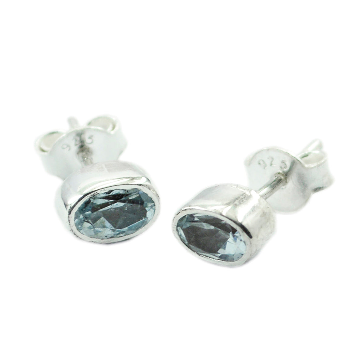 Blue-Topaz-French-Teresa-Solitaire-Stud-Blue-925-Sterling-Silver-Earring