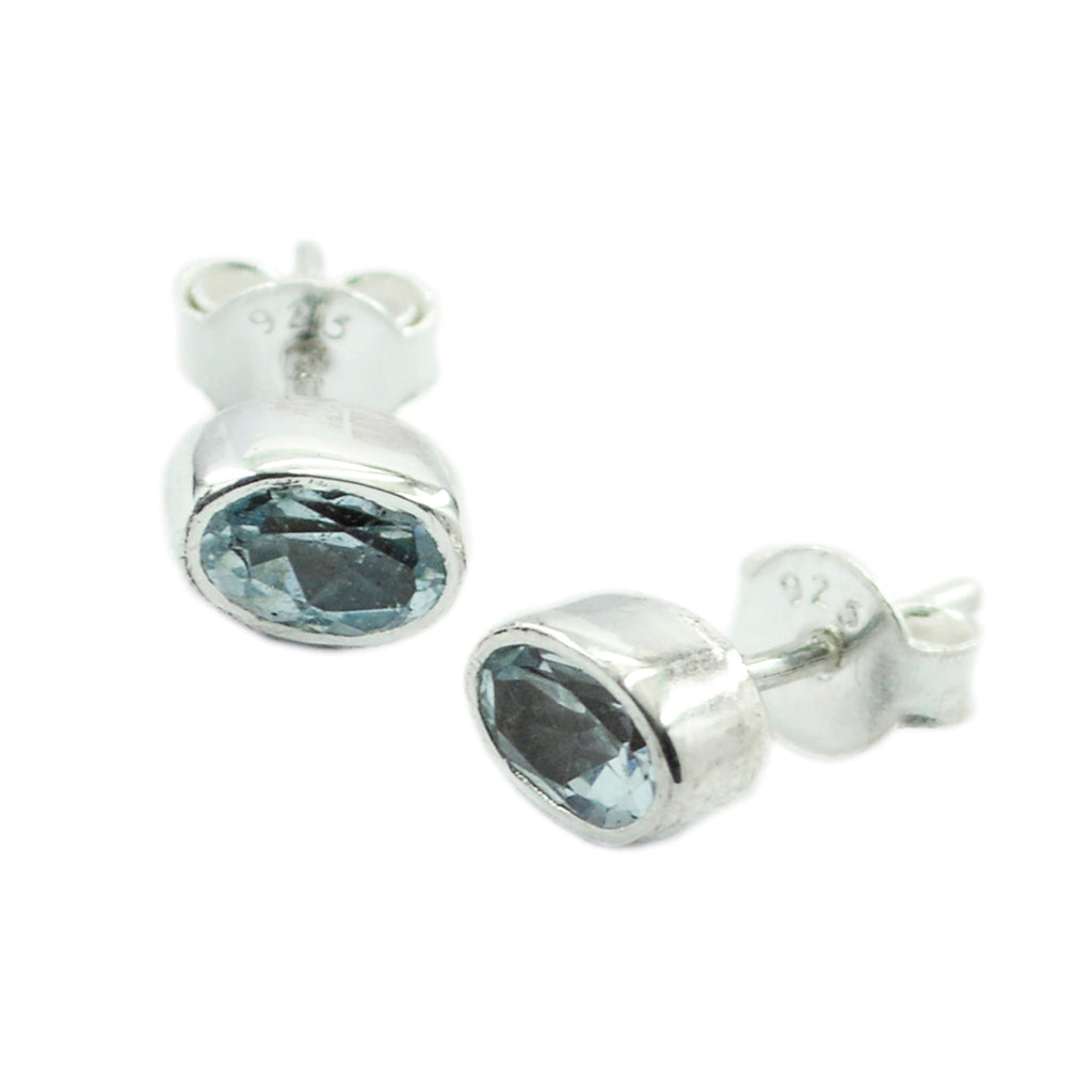 Blue-Topaz-French-Teresa-Solitaire-Stud-Blue-925-Sterling-Silver-Earring