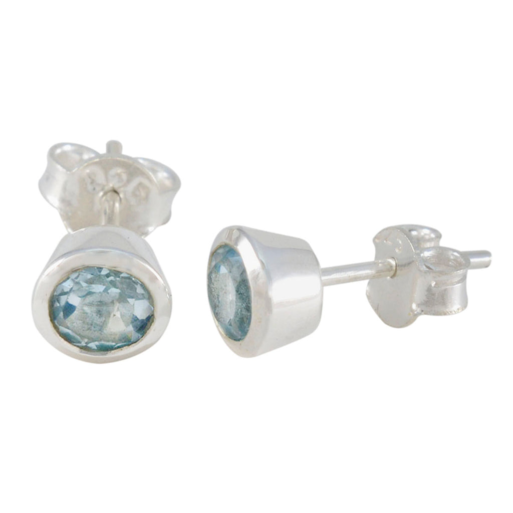 Blue-Topaz-Japanese-Chloe-Solitaire-Stud-Blue-Silver-Earring